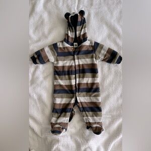 Carters Striped Hooded Fleece One Piece Size 6 months EUC